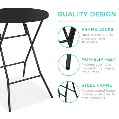Black Round Metal Folding Table for Indoor Outdoor Use