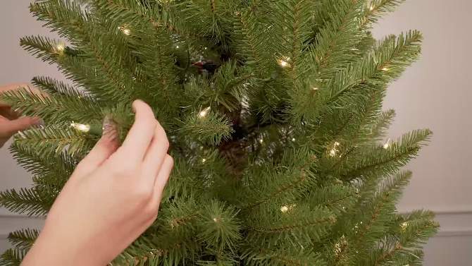 7.5ft Pre-lit Artificial Pencil Artificial Christmas Tree Slim Forest Fir, 2 of 8, play video