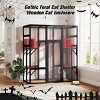 SEVOBAL 62.5" Gothic Outdoor Large Cat Catio Wood Cat Enclosure with Platforms and Condos Patio Cat Window Box Weatherproof Black and Red for Festival - 2 of 4