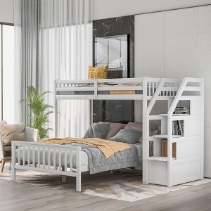 NicBex Twin Over Full Bunk Bed with Guardrail,Loft Bed with Staircase and 3 Storage Grids,Modern Bunk Beds,Noise Reduced Bunk Beds for Bedroom - 1 of 4