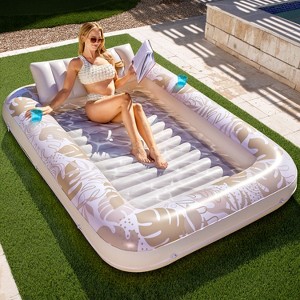 Joyfy Adults Float Pool Inflatable Pool Tanning Floatie Bed with Pillow Pool Floats Lounger Float Tanning Pool Large for Adult - 1 of 4
