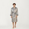 Anna-Kaci Men's Paisley Print Satin Robe with Contrast Trim Shawl Collar and Waist Tie - 2 of 4