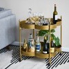 Storied Home Clover Shaped 2-Tier Hammered Metal Bar Cart with Wheels - 3 of 4