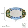 Fitz and Floyd Holiday Home Large Platter, Blue - Festive Serving Earthenware with Embossed Rim & Garland Detail - Christmas Platter - (17" x 10.25") - 4 of 4