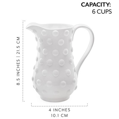 Small White Ceramic Hobnail Pitcher Vase