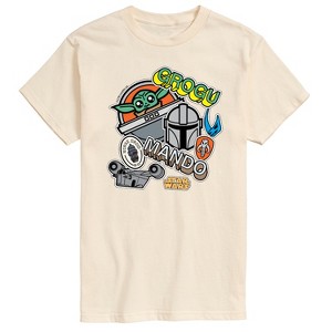 Men's - Star Wars - The Mandalorian Mando Grogu Stickers Short Sleeve Graphic T-Shirt - 1 of 2