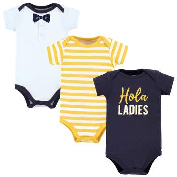 Hudson Baby Infant Boy Cotton Bodysuits, Tweed Bow Tie, 0-3 Months