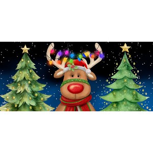 Briarwood Lane Christmas Festive Reindeer Mini Mat 22x10 Indoor Outdoor For Christmas Doormat - 1 of 2