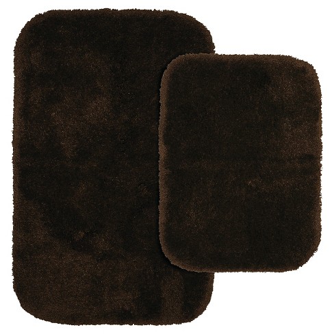 2pc Finest Luxury Ultra Plush Washable Nylon Bath Rug Set Chocolate ...