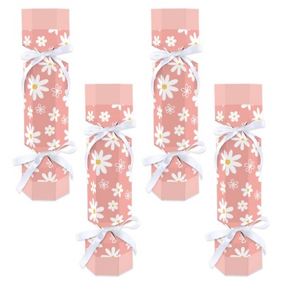 Big Dot of Happiness Pink Daisy Flowers - No Snap Floral Party Table Favors - DIY Cracker Boxes - Set of 12