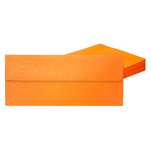 Pipilo Press #10 Orange Business Envelopes with Square Flap for Mailing, Shipping Supplies, 4 1/8 x 9 1/2 In, 50 Pack - 1 of 4