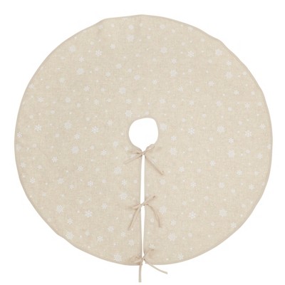 Beige Snowflake Patterned 56" Cotton Tree Skirt