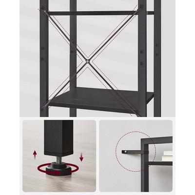 Tall Black 6-Tier Adjustable Steel Frame Bookshelf