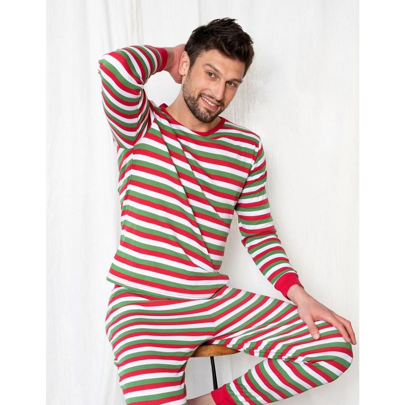 Leveret Mens Two Piece Cotton Striped Christmas Pajamas, 3 of 4