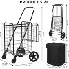 Large Folding Shopping Cart with Wheels, Double-Basket Collapsible Grocery/Utility Cart with Locking Latch for Laundry, Luggage & Camping - 2 of 4