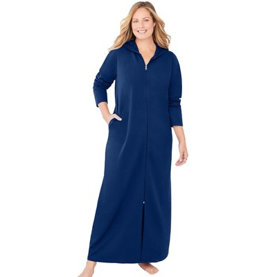 Dreams & Co. Plus Size Petite Long Hooded Fleece Sweatshirt Robe