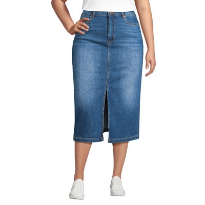 Lands' End Women's Soft Denim Midi Column Skirt