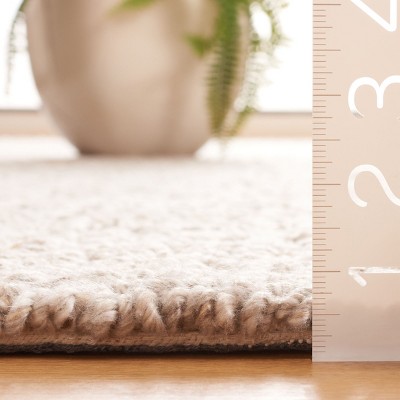 Light Brown and Gray Wool Tufted Square Rug, 6' x 6'