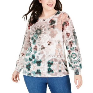 I.N.C International Concepts Womens Tie-Dye Slub Pullover Sweater, Brown, X-Large - 1 of 1