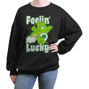 Junior's Care Bears Distressed Rainbow Feelin Lucky Sweatshirt - 1 of 3
