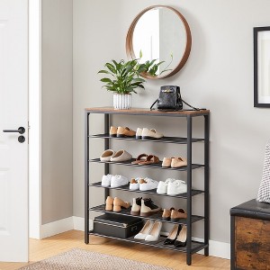 VASAGLE 6-Tier Shoe Rack, Shoe Organizer for Closet, 24-30 Pairs of Shoes, 11.8 x 39.4 x 43.3 Inches, Rustic Brown and Black - 1 of 4