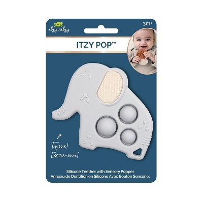 Itzy Ritzy Pop Rattle and Teether - Gray Elephant