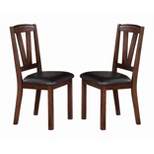 Set of 2 Solid Wood Leather Seat Side Chair Brown - Benzara
