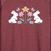 Women's - Instant Message - Stencil Bunnies With Flowers Lightweight French Terry Wide Neck Long Sleeve Shirt - 2 of 4