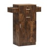 DOMETOUR Locking Beauty Salon Station, Hair Styling Barber Station, with Small Cabinet, Pull-out Drawers, Dryer Holders, Rustic Brown - 3 of 4