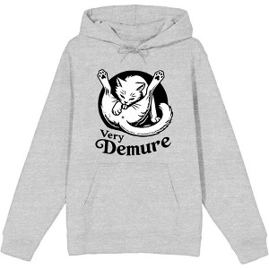 Very Demure Cat Adult Long Sleeve Hoodie - 1 of 2