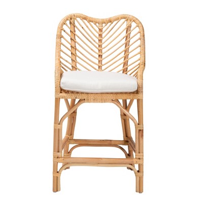Arween Handcrafted Natural Brown Rattan Bohemian Counter Stool