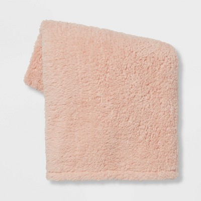 Sherpa Throw Blanket Light Peach - Room Essentials™