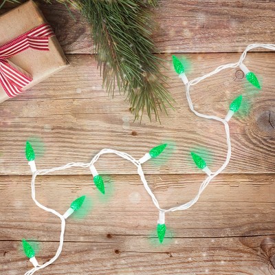 Northlight LED C6 Faceted Christmas Lights - Green - 22.5' White Wire - 70ct