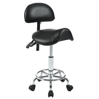 Lycvki Ergonomic Adjustable Saddle Rolling Stool with Back Support with Foot Rest