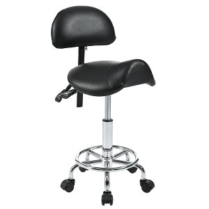 Lycvki Ergonomic Adjustable Saddle Rolling Stool with Back Support with Foot Rest - 1 of 4