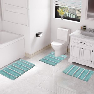Home Weavers Glamour Collection 100% Polyester Microfiber Bathroom Rug, Non Slip Bath Mat Water Absorbent Soft Microfiber Shaggy Mat Machine Washable - 1 of 4