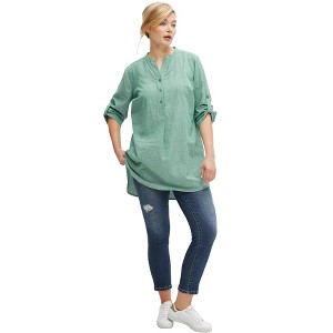 ellos Plus Size Breezy Cotton Henley Tunic - 1 of 4