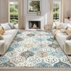 Washable Non Slip Floral Print Vintage Area Rugs for Living Room Bedroom, Soft Low Pile Dining Room Carpet for Home Office - 2 of 4