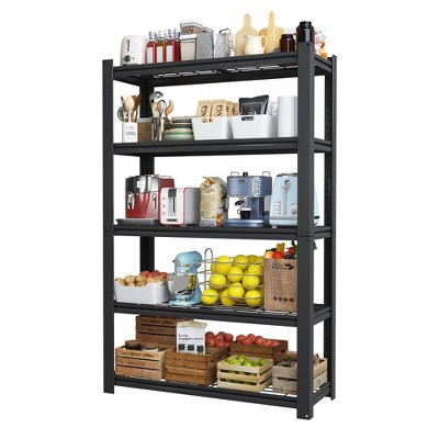 YONWAY 5 Tier Multifunctional Storage Rack Adjustable Garage Shelf Easy Assembly,Sturdy And Durable,For Garages,Gyms,31.5"W*15.7"D*63"H,Black