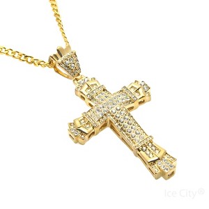 Ice City Men's Iced Cross Pendant Necklace, Gold & Silver Plated - 1 of 4