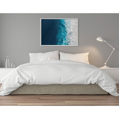 28" x 38" White Framed Coastal Seascape Canvas Print