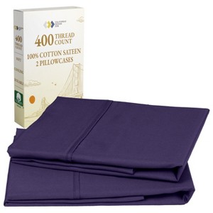 Set of 2 Pillowcases - 400 Thread Count, 100% Cotton Sateen, Soft, Cooling and Breathable by California Design Den - 1 of 4