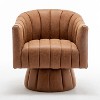 SEYNAR Mid-Century Swivel PU Leather Tufted Round Accent Barrel Chair set of 2 - 4 of 4