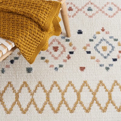 Ivory and Multicolor Flat Woven Wool Area Rug, 8' x 10'