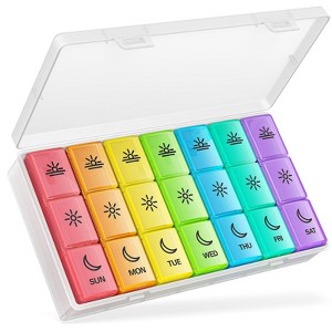 BUG HULL Weekly Pill Organizer 3X a Day, 7 Day Medicine Pill Organizer, 3 Times a Day, Travel Pill Case, Container for Vitamins, Supplements, Black - 1 of 4