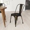 Merrick Lane Banks Indoor/Outdoor Stacking Metal Dining Chair with Single Slat Back and Distressed Powder Coated Finish - 2 of 4