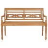 vidaXL Bench Teak, Cream Solid Teak Wood, 100% Polyester Standard 2-seater - 3 of 4