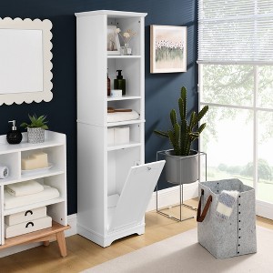 63" Tall Bathroom Storage Cabinet with Removable Laundry Basket, Adjustable Shelves Storage Unit for Home, Kitchen, Laundry Room, Bathroom Organizer - 1 of 4