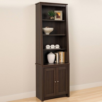 Tall Slant Back Bookcase With 2 Shaker, Bookshelves With Doors Target