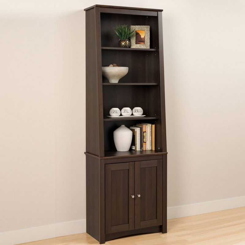 Tall Slant-Back Bookcase with 2 Shaker Doors Espresso - Prepac, 1 of 8
